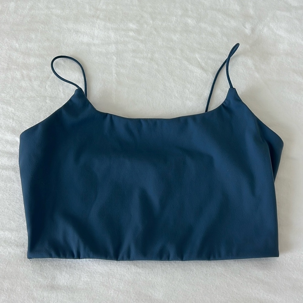 Garage Crop Top Sports Bra Bralette Spaghetti Straps Blue Size Small